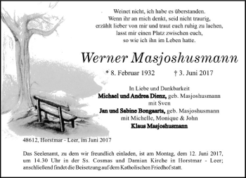 Anzeige von Werner Masjoshusmann von Westfälische Nachrichten