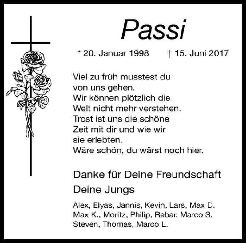  Traueranzeige für Pascal Müller vom 24.06.2017 aus Westfälische Nachrichten