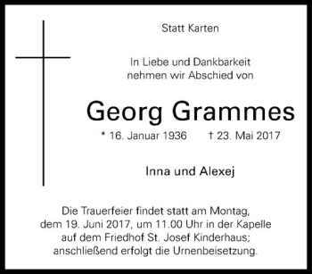 Anzeige von Georg Grammes von Westfälische Nachrichten