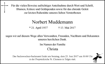 Anzeige von Norbert Muddemann von Westfälische Nachrichten