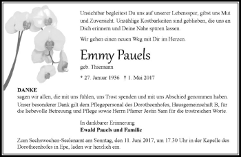 Anzeige von Emmy Pauels von Westfälische Nachrichten