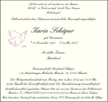 Anzeige von Karin Schäper von Westfälische Nachrichten