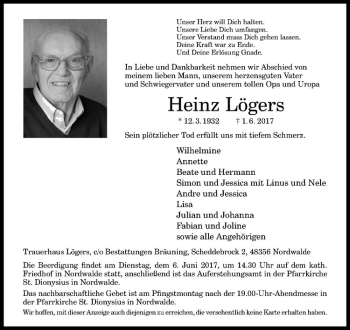 Anzeige von Heinz Lögers von Westfälische Nachrichten