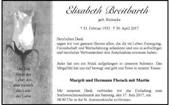 Anzeige von Elisabeth Breitbarth von Westfälische Nachrichten