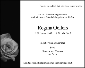 Anzeige von Regina Oellers von Westfälische Nachrichten