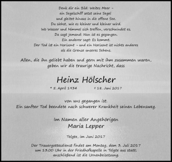 Anzeige von Heinz Hölscher von Westfälische Nachrichten