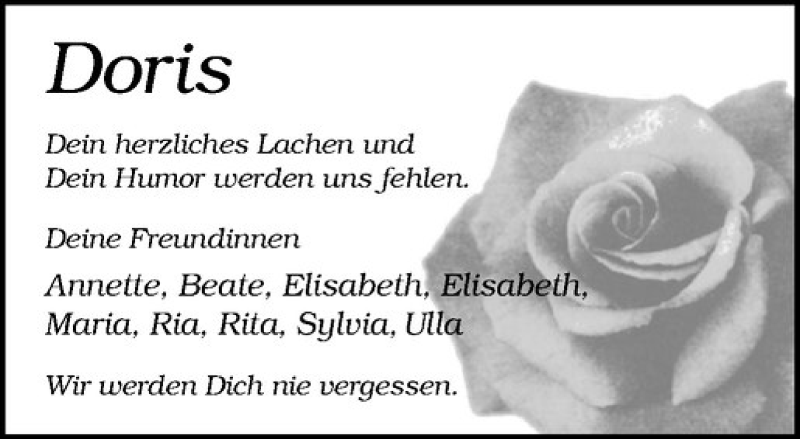  Traueranzeige für Doris Hollekamp vom 22.07.2017 aus Westfälische Nachrichten