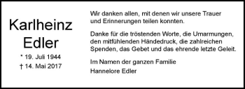 Anzeige von Karlheinz Edler von Westfälische Nachrichten