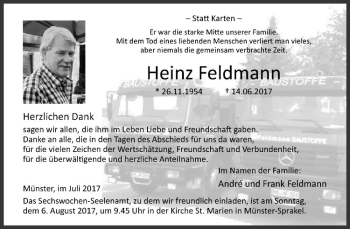 Anzeige von Heinz Feldmann von Westfälische Nachrichten