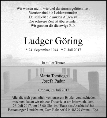 Anzeige von Ludger Göring von Westfälische Nachrichten
