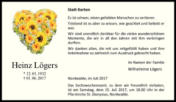 Anzeige von Heinz Lögers von Westfälische Nachrichten