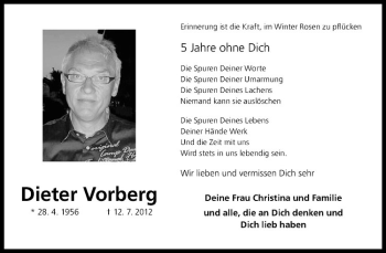 Anzeige von Dieter Vorberg von Westfälische Nachrichten