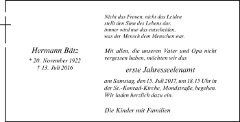 Anzeige von Hermann Bätz von Westfälische Nachrichten