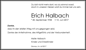 Anzeige von Erich Halbach von Westfälische Nachrichten