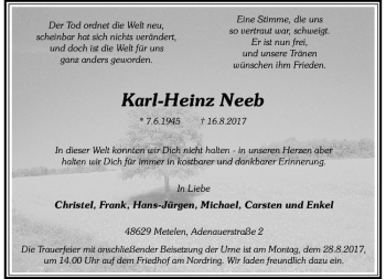 Anzeige von Karl-Heinz Neeb von Westfälische Nachrichten