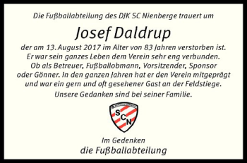 Anzeige von Josef Daldrup von Westfälische Nachrichten