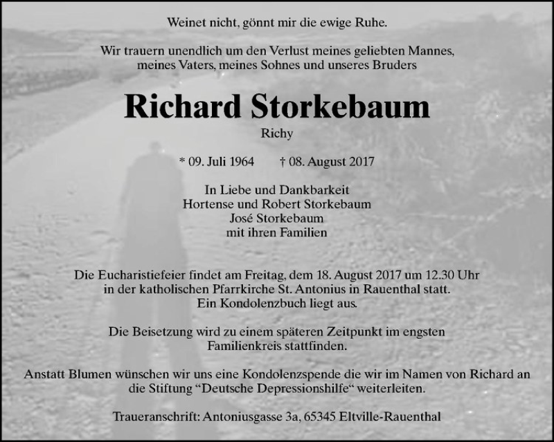  Traueranzeige für Richard Storkebaum vom 15.08.2017 aus Westfälische Nachrichten