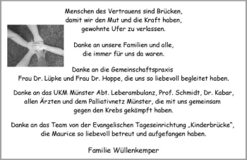 Anzeige von Yvonne Wüllenkemper von WESTFÄLISCHE NACHRICHTEN