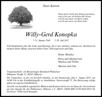 Anzeige von Willy-Gerd Konopka von Westfälische Nachrichten
