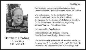 Anzeige von Bernhard Herding von Westfälische Nachrichten