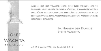 Anzeige von Josef Wachta von Westfälische Nachrichten
