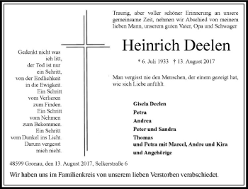 Anzeige von Heinrich Deelen von Westfälische Nachrichten