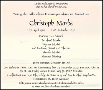 Anzeige von Christoph Morbé von Westfälische Nachrichten