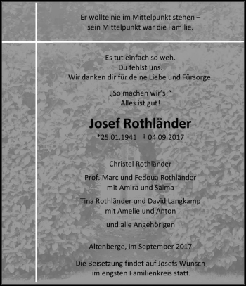 Anzeige von Josef Rothländer von Westfälische Nachrichten