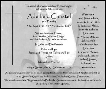 Anzeige von Adelheid Christel von Westfälische Nachrichten