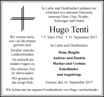 Anzeige von Hugo Tenti von Westfälische Nachrichten