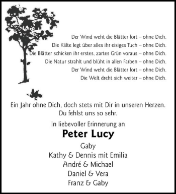 Anzeige von Peter Lucy von Westfälische Nachrichten