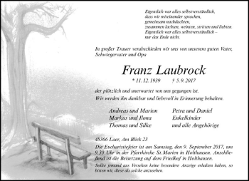 Anzeige von Franz Laubrock von Westfälische Nachrichten