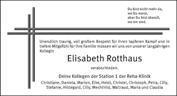 Anzeige von Elisabeth Rotthaus von Westfälische Nachrichten