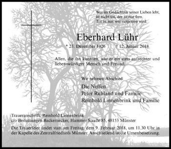 Anzeige von Eberhard Lühr von Westfälische Nachrichten