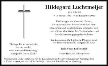 Anzeige von Hildegard Luchtmeijer von Westfälische Nachrichten