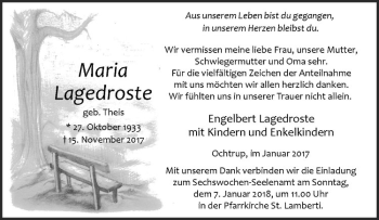Anzeige von Maria Lagedroste von Westfälische Nachrichten