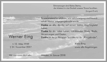 Anzeige von Werner Eing von Westfälische Nachrichten