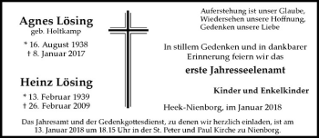 Anzeige von Heinz Lösing von Westfälische Nachrichten