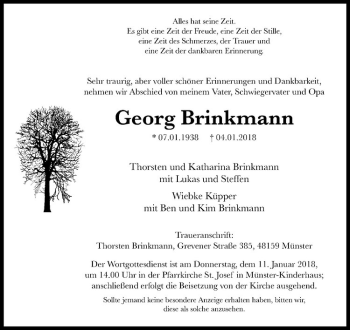 Anzeige von Georg Brinkmann von Westfälische Nachrichten