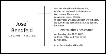 Anzeige von Josef Bendfeld von Westfälische Nachrichten