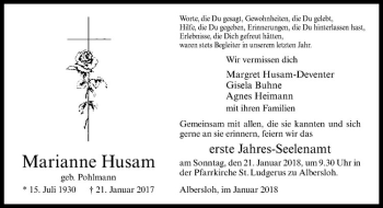 Anzeige von Marianne Husam von Westfälische Nachrichten