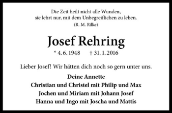 Anzeige von Josef Rehring von Westfälische Nachrichten