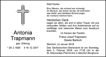 Anzeige von Antonia Trapmann von Westfälische Nachrichten