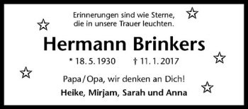 Anzeige von Hermann Brinkers von Westfälische Nachrichten