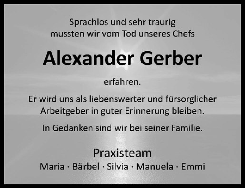  Traueranzeige für Alexander Gerber vom 13.01.2018 aus Westfälische Nachrichten