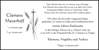 Anzeige von Clemens Meyerhoff von Westfälische Nachrichten
