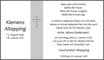 Anzeige von Klemens Altepping von Westfälische Nachrichten