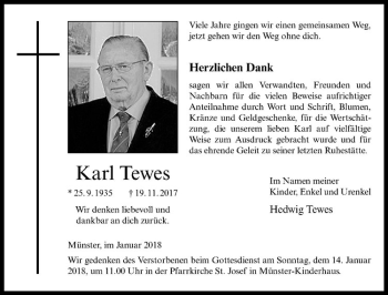 Anzeige von Karl Tewes von Westfälische Nachrichten