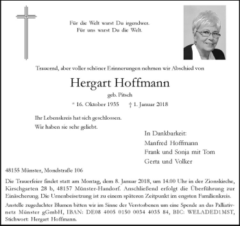 Anzeige von Hergart Hoffmann von Westfälische Nachrichten