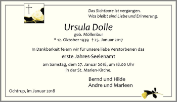 Anzeige von Ursula Dolle von Westfälische Nachrichten